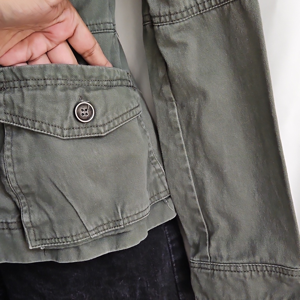 Full Tilt Olive Green Utility Jacket Cotton Size Small Medium - Picture 12 of 17